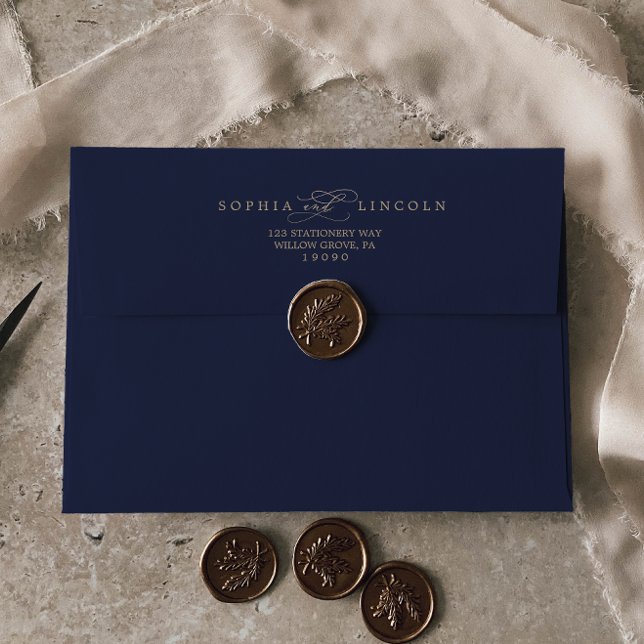 Romantic Navy Calligraphy Wedding Invitation Envelope (Creator Uploaded)