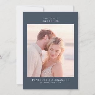 Romantic Navy Classic Photo Save The Date