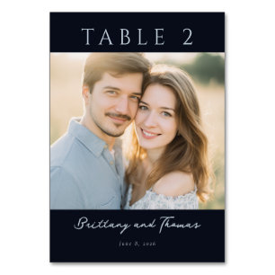 Romantic Navy Classic Photo Table Number