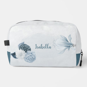 Romantic navy dusty blue flowers dopp kit