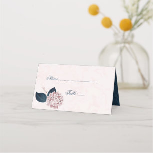 Romantic Navy & dusty rose flowers Place Card