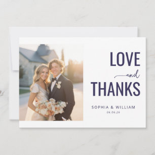 Romantic Navy Elegant Photo Thank You Card