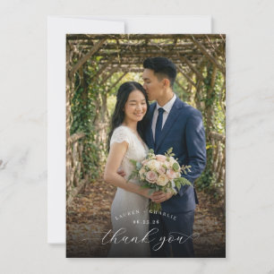 Romantic Navy Floral Photo Thank You Card