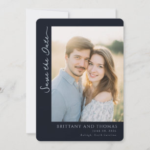 Romantic Navy Photo Save The Date