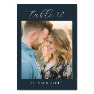 Romantic Navy Photo Table Number