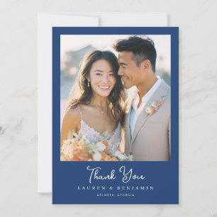Romantic Navy Photo Thank You Card