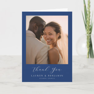 Romantic Navy Photo Thank You Card