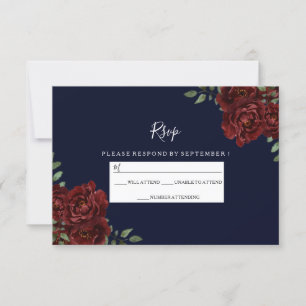 Romantic Navy & Red Rose Wedding RSVP
