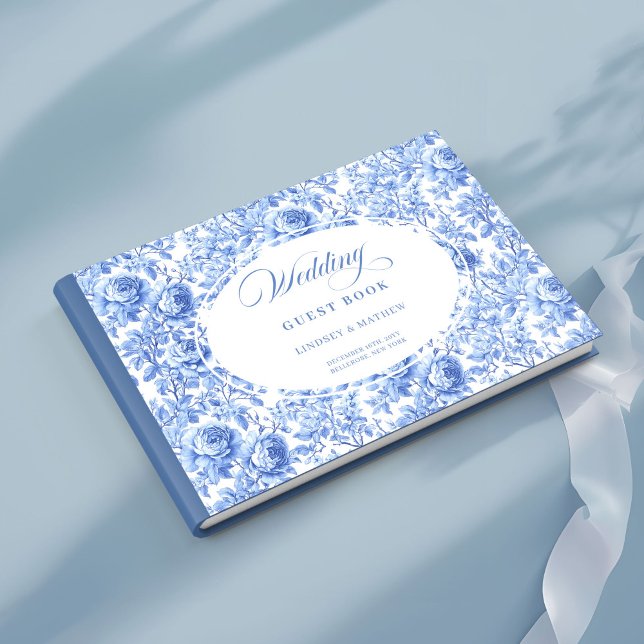 Romantic Navy Roses Floral Toile Guest Book (Romantic Navy Roses Floral Toile Guest Book)
