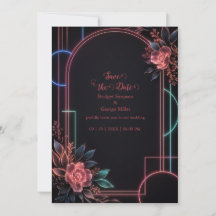 Romantic Neon Floral Wedding Arch Glow