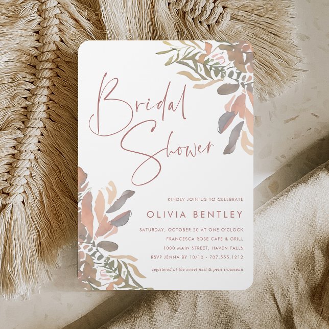 Romantic Neutral Boho Floral Bridal Shower Invitation (Creator Uploaded)