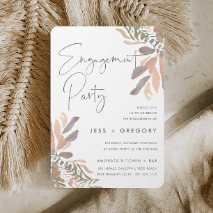 Romantic Neutral Boho Floral Engagement Party Invitation