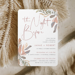 Romantic Neutral Boho Floral Rehearsal Dinner Invitation