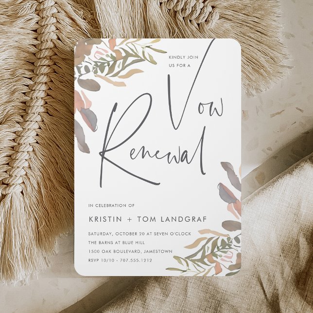 Romantic Neutral Boho Floral Vow Renewal Invitation (Creator Uploaded)