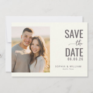 Romantic Neutral Elegant Photo Save The Date