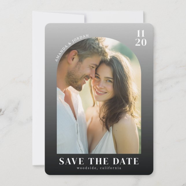 Romantic Neutral Minimalist Photo Save The Date (Front)
