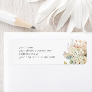 Romantic Neutral Vintage Hydrangeas Bridal Shower Return Address Label