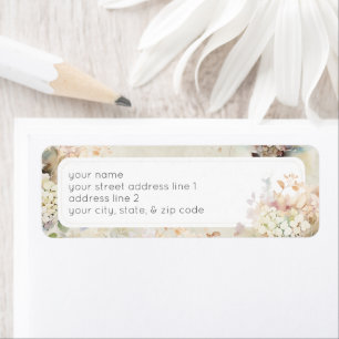 Romantic Neutral Vintage Hydrangeas Bridal Shower Return Address Label