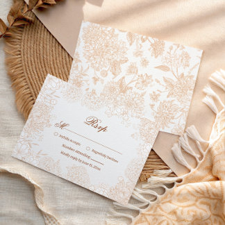 Romantic Neutral Wedding RSVP Card Botanical Flora