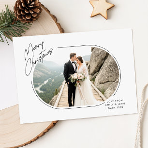 Romantic Newlywed Couple Photo Merry Christmas Holiday Card