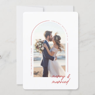 Romantic Newlywed Merry & Married Photo Christmas Holiday Card
