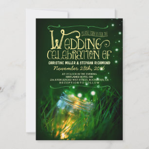 Romantic night lights mason jar wedding invite