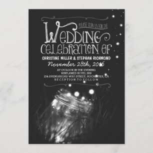 Romantic night lights mason jar wedding invite