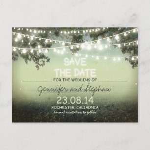 romantic night lights modern save the date announcement postcard