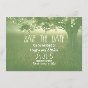romantic night lights rustic save the date cards
