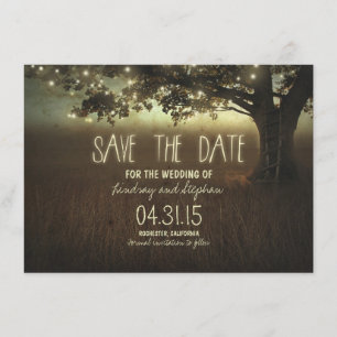 romantic night lights rustic save the date cards