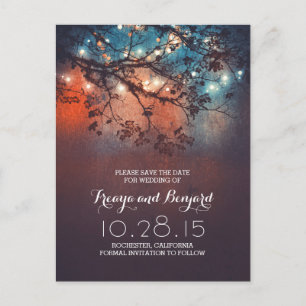 romantic night lights special rustic save the date announcement postcard