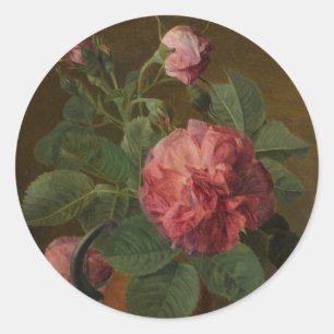 Romantic Old English Roses Classic Round Sticker