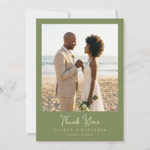 Romantic Olive Green Photo Thank You Card