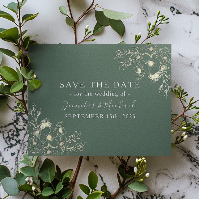 Romantic Olive Green Wedding Save The Date (Creator Uploaded)