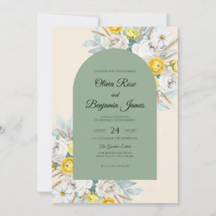Romantic Olive Wildflower Wedding Invitation