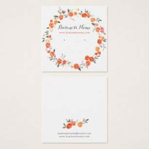 Romantic Orange Floral Background Earring Cards