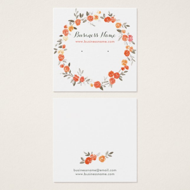 Romantic Orange Floral Background Earring Cards (Front & Back)