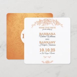 Romantic Orange & White Save The Date Card