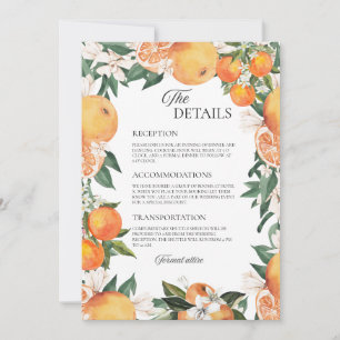 Romantic Oranges Wedding Details Enclosure Card