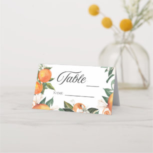 Romantic Oranges Wedding Table Number Place Card