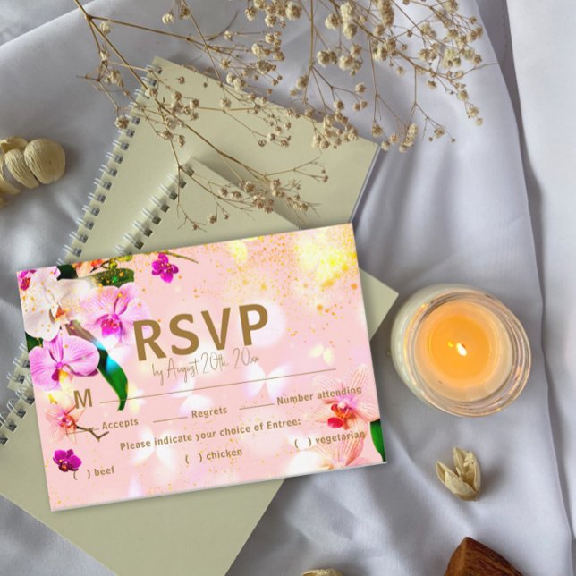 Romantic Orchid Bouque Wedding RSVP Enclosure Card (Creator Uploaded)