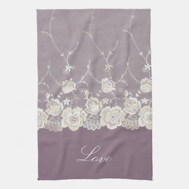 Romantic Orchid Purple Floral   Tea Towel (Vertical)