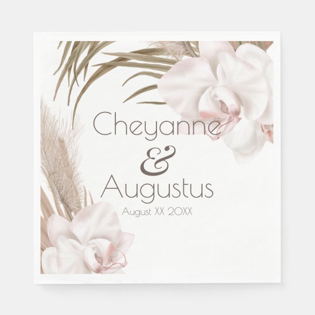 Romantic Orchids and Pampas Grass Napkin (Front)
