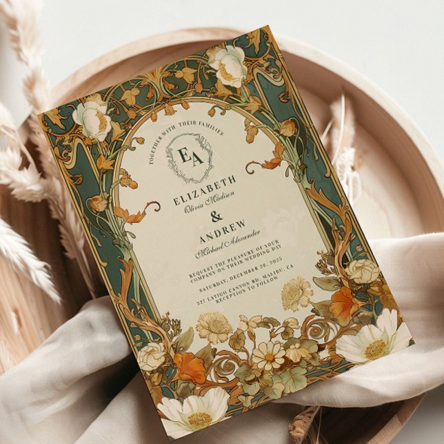 Romantic Ornate Frame Greenery Wedding Invitation (Creator Uploaded)