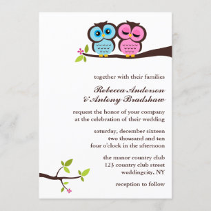 Romantic Owls Wedding Invitation