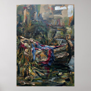 Romantic Painterly River Boat Maiden Art Poster