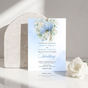 Romantic Pale Blue Hydrangea Floral Wedding Invite
