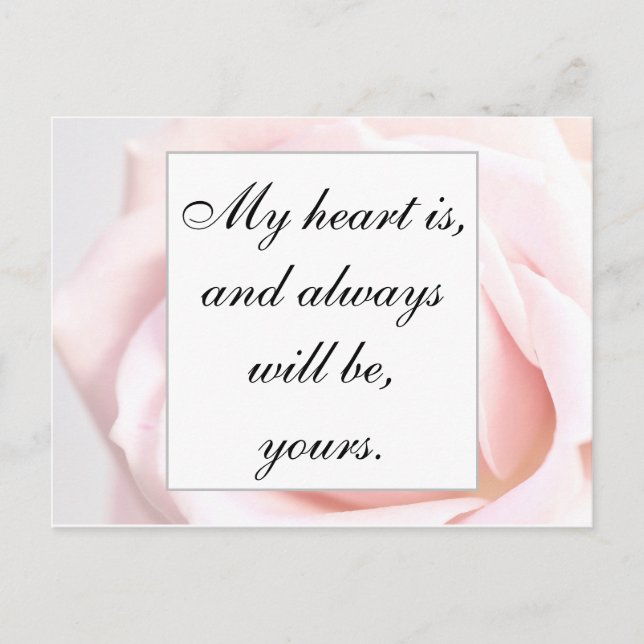 Romantic Pale Pink Floral Jane Austen Love Quote Postcard (Front)