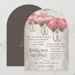 Romantic Pale Pink Mason Jar Firefly Wedding Invitation