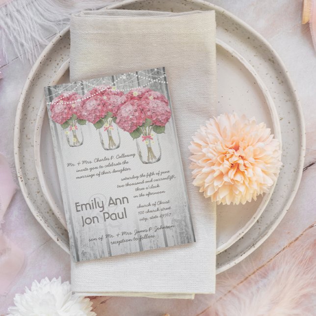 Romantic Pale Pink Mason Jar Firefly Wedding Invitation (Creator Uploaded)